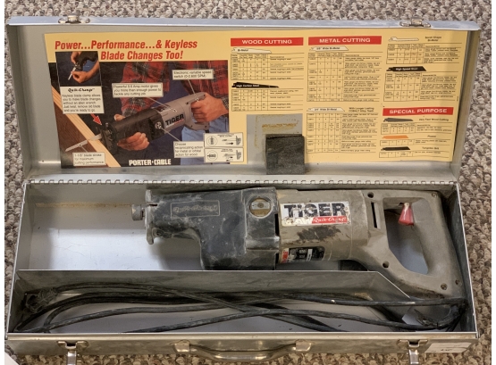 Porter Cable 9.6 Amp Reciprocating Tiger Sawzall Model 737 In Metal Carry Case