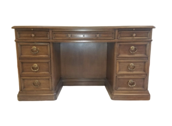 Sligh Executive Desk With Black Faux Leather Top