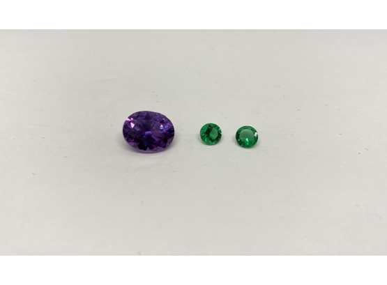 Lab Emerald Gemstone And Alexandrite Lot 1.09 CT