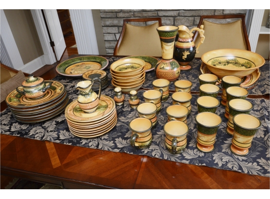 Spectacular Hand-Painted Italian China Set Service For 6