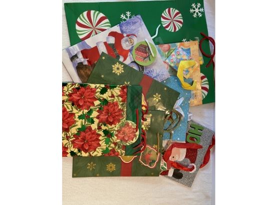 Assorted Christmas Gift Bags, New - 1 Large & 7 Medium