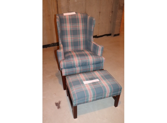 Hickory Furniture Plaid Wing Chair And Ottoman From Classic Galleries