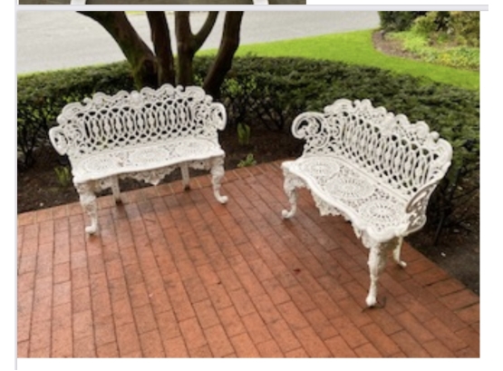Vintage White Metal Garden Benches