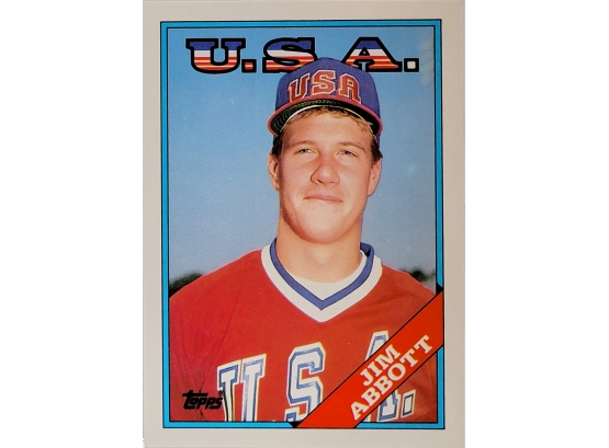 1988 Topps Traded Series # 1T Jim Abbott RC Rookie USA Olympic Team Official MLB Baseball Card