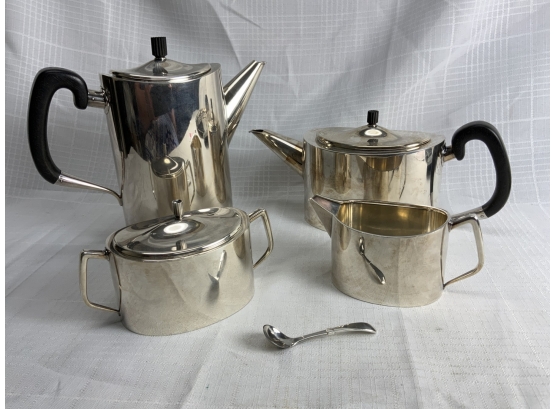 Hans Hansen Denmark Sterling Tea And Coffee Set With Cream And Sugar And Spoon 76.0 Ozt