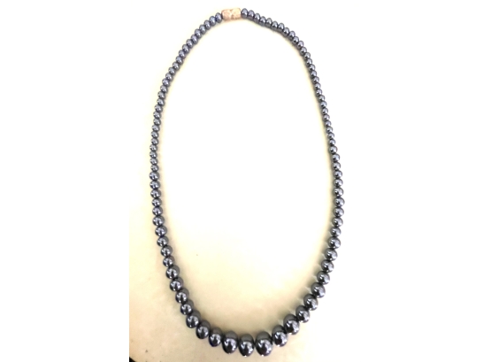 Vintage Hematite Graduated Bead Necklace