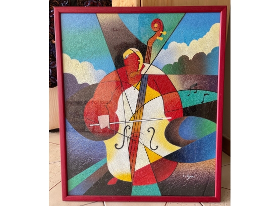 Contemporary Cubist Style Framed Artwork Signed C. Ryan #1