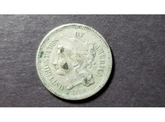 US 1868 3 Cent Nickel