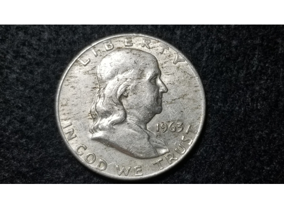 US 1963 D Franklin Silver Half Dollar -  Fine