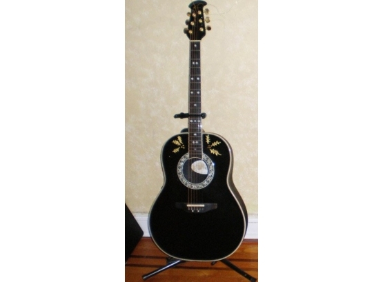 Vintage Black Ovation Legend 1717 Guitar Made-USA- Model #436315 W/Unique Leaf Accent-5