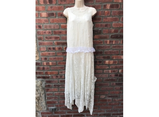 Lot Of Beautiful 1920's Lace Wedding Dress, White Lace Lingerie & Sequin Blazer Or Jacket-40