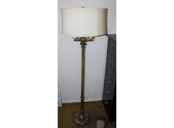 Vintage Brass Floor Lamp W/ Shade -WORKS! Item #224 KIT