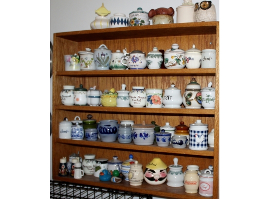 HUGE Mixed Lot Of Mustard Jars W/ Shelf! Good Condition - Item #74