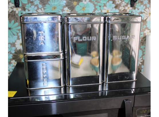 Vintage Tea, Flour, Coffee & Sugar Storage Container Set - Lot Of 4! Item #226 KIT