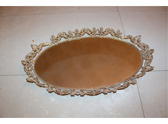 Vintage Gold Vanity Mirror Tray! Item #199 LR