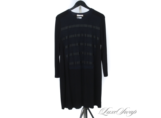 SO UNIQUE : WMVCI MILANO VISCOSE BLEND DRAPED LONGSLEEVE DRESS WITH SWEATER ILLUSION FRONT 44