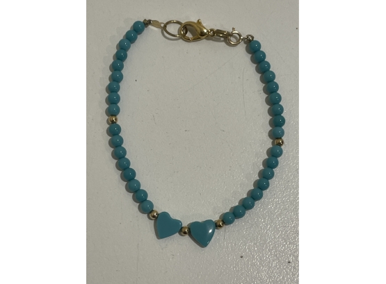 Turquoise Stone Heart Bracelet 14k Gold Clasp