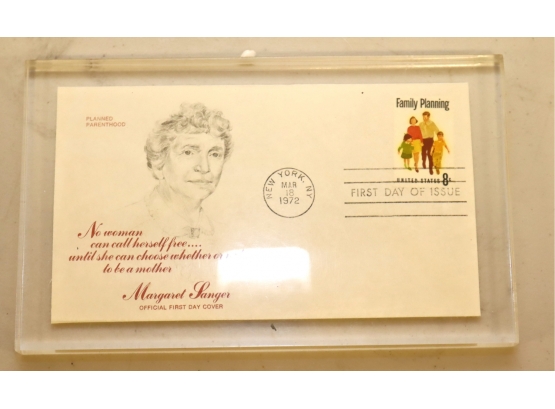 Margaret Sanger Us Post Office Stamp First Day Of Issue March 18, 1972 Planned Parenthood