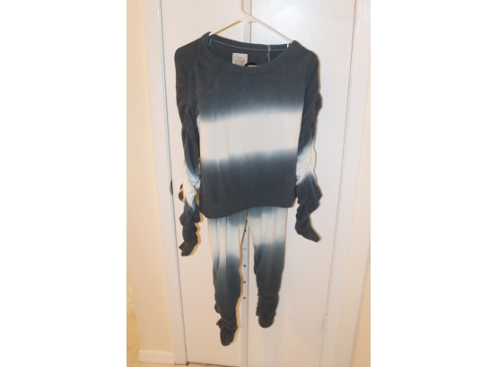Chaser 2 Piece Tie-Dyed Sweat Suit With Braided Sleeves And Pant Legs Size S Top M Bottom