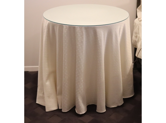 Glass Top Linen Draped Round Table