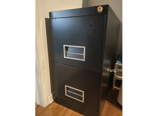 Pair Of Black Metal 2 Drawer File Cabinets