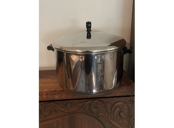 Vintage Farberware 8 Qt Stock Pot W/ Lid Aluminum Clad Stainless Steel Forever Pot