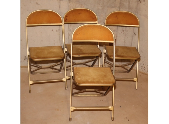 Set Of 4 Metal Folding Bridge Chairs