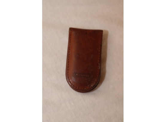 Coach Brown Leather Magnetic Money Clip