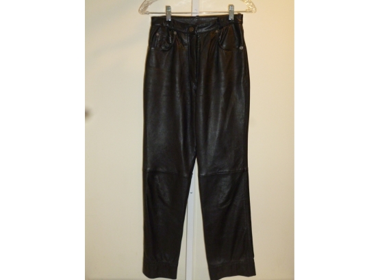 Women's Black Leather  Pants  Sz 4