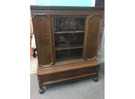 China Cabinet, Wooden Shelves Has Plate Grooves, L 43.5', W 18', H 53.5'