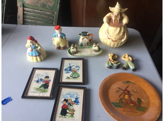 Vintage Dutch Collectibles, Cookie Jar- Red Wing USA, Planters, Ceramic Wall Hangings, Salt And Pepper Shakers
