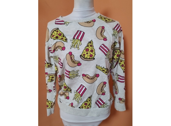 Retro Pizza Hot Dog Fries Sweatshirt NWOT