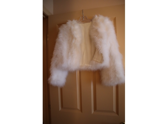 Ladies White Faux Fur Jacket - Size Small
