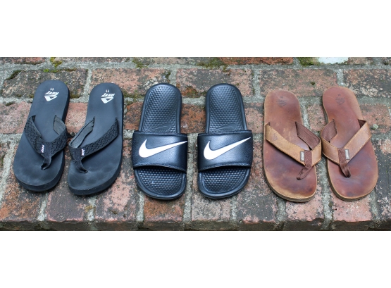 3 Pairs Of Men's Sandals - Reef & Nike - Size 11