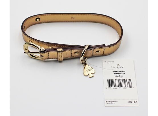 Kate Spade Rivington Gold Leather Dog Collar - Size M (Brand New In Box $65)