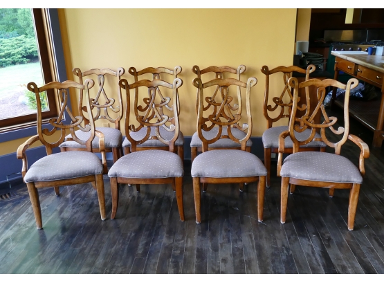 Set Of 8 Alexander Julian Home Collection Wood Dining Chairs