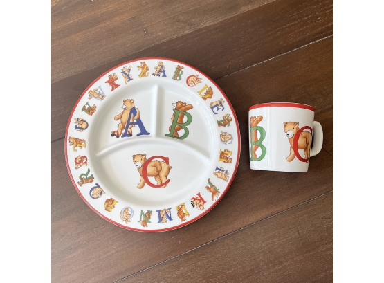 1994 Tiffany & Co. Alphabet Bears Children's Plate & Cup