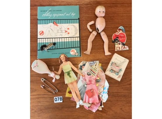 Vintage Baby Including Hairbrush, Doll, Paper Dolls, Birth Announcements, & More