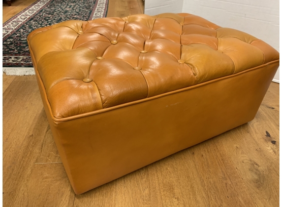 Vintage Brown Leather Chesterfield Rectangular Ottoman
