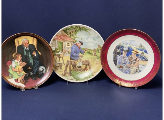 Trio Of Collectors Plates, Rockwell, Schwabap, Mounet