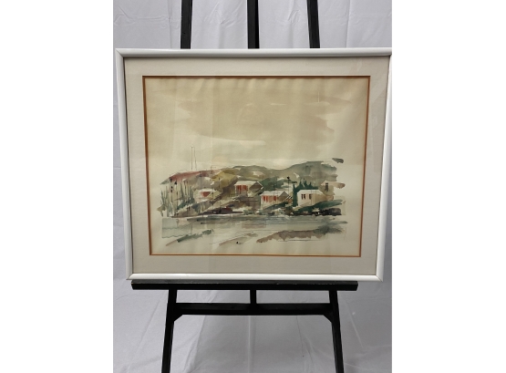 Original Birdsey Watercolor Of Bermerda Village