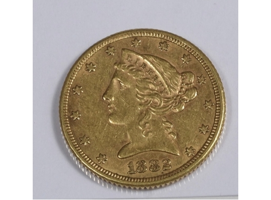 1882 Five Dollar Gold Piece
