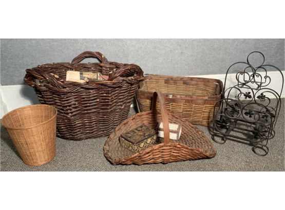 Baskets And Newspaper Rack