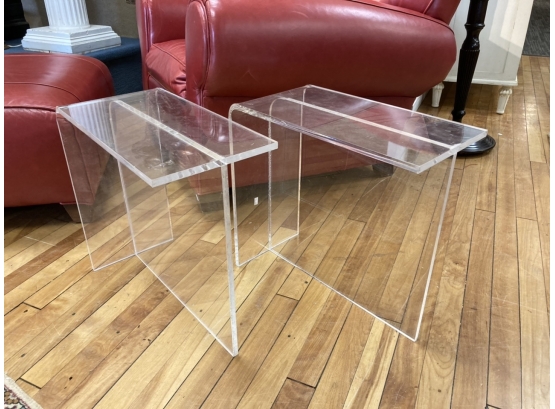 Pair Of Lucite Side Tables