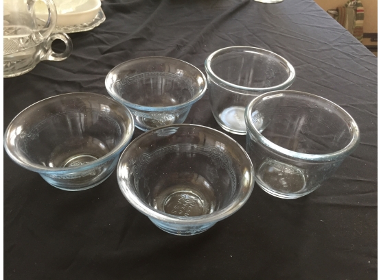 Lot Of 5 Assorted Glass Dessert Bowls