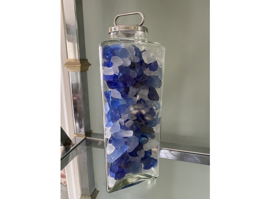 Glass Jar With Blue Glass