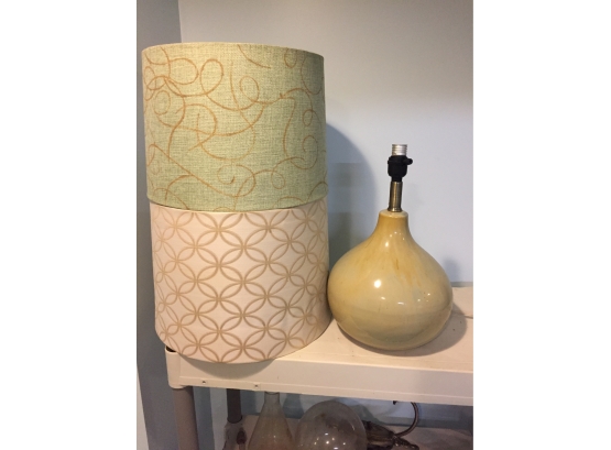 Round Ceramic Lamp, Includes  2 Lampshades