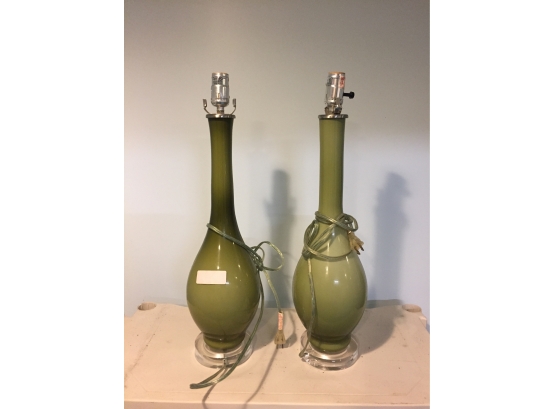 Set Of 2 Olive Green Lamps