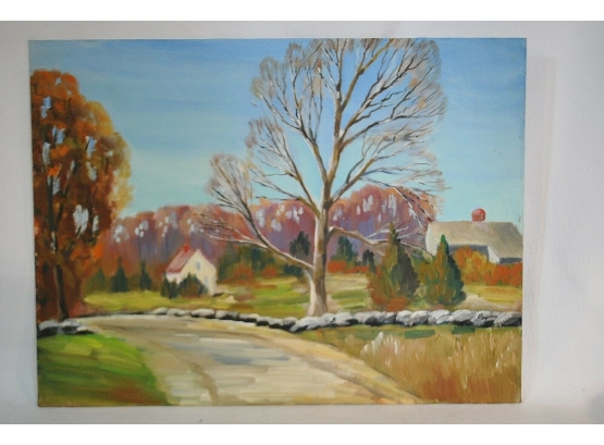 Vintage ORIG Art Oil Painting NH Artist Talbot 12x16 Plein Aire Fall Landscape