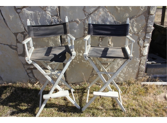 2 Director's Chairs - 1 Has Torn Seat, 30-inch High To Seat